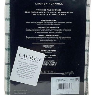 Ralph Lauren Millerton Plaid Flannel KING Pillowcases Green/Red 4