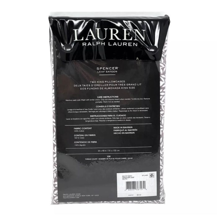 Ralph Lauren Spencer Leaf KING Pillowcases Deep Lavender 2