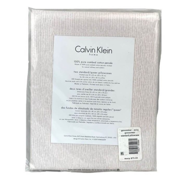 Calvin Klein Blush Gossomer Standard Pillowcases Ecru Pale Pink 2