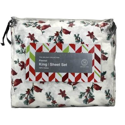 Martha Stewart Flannel Cardinal King Sheet Set