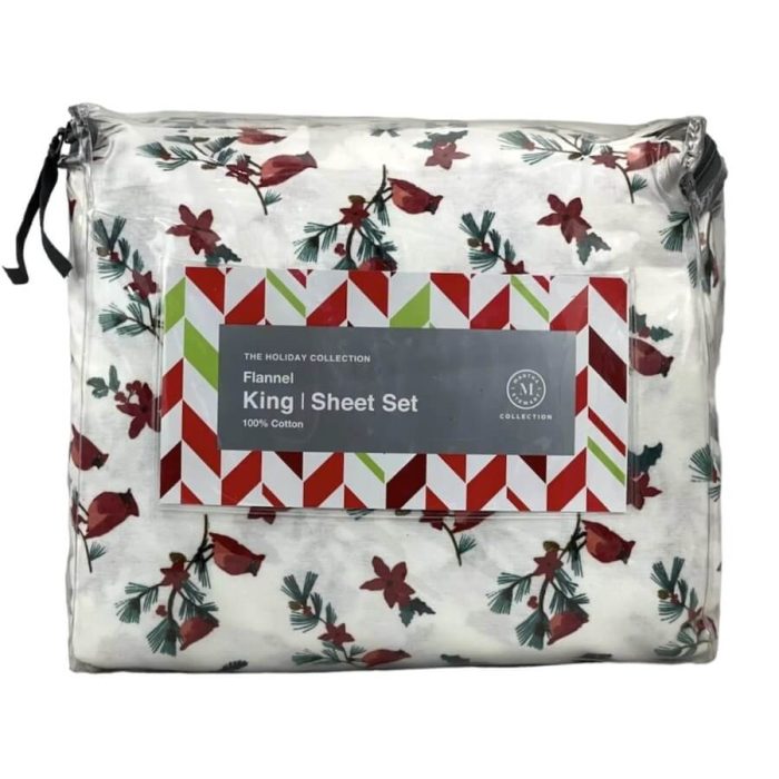 Martha Stewart Flannel Cardinal King Sheet Set