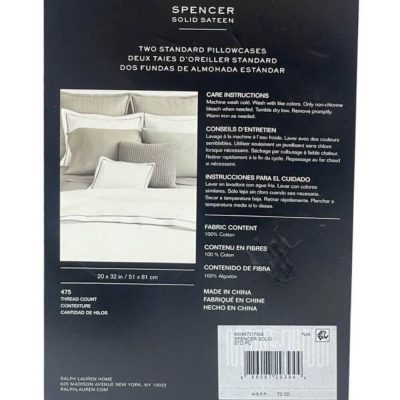 Ralph Lauren Spencer Solid Sateen STANDARD Pillowcases 2
