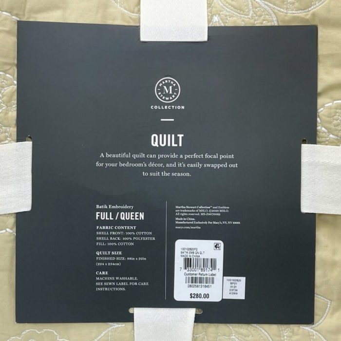 Martha Stewart Batik Embroidery Full/Queen Quilt 3