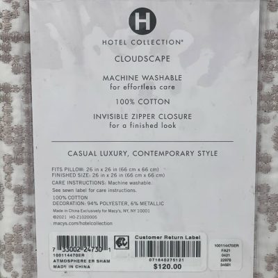 Hotel Collection Cloudscape Embroidered EURO Sham Blush 3