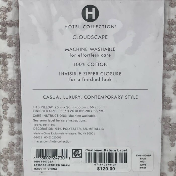 Hotel Collection Cloudscape Embroidered EURO Sham Blush 3