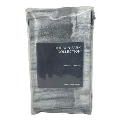 Hudson Park Brushed Texture Stripe Standard Sham Gray 4