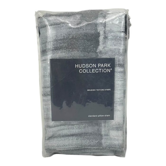 Hudson Park Brushed Texture Stripe Standard Sham Gray 4