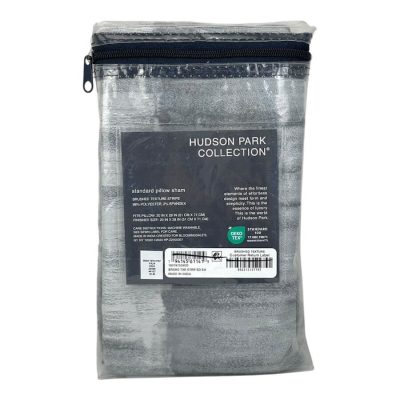 Hudson Park Brushed Texture Stripe Standard Sham Gray 5