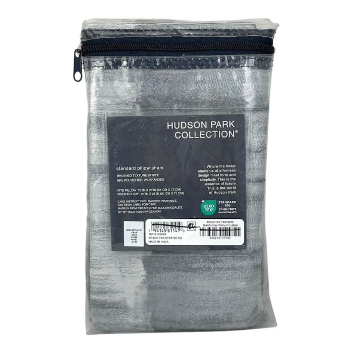 Hudson Park Brushed Texture Stripe Standard Sham Gray 5