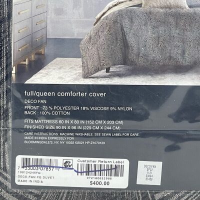 Hudson Park Deco Fan Full-Queen Duvet Cover Black 3