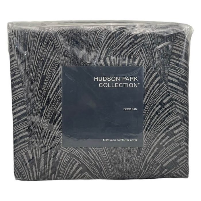 Hudson Park Deco Fan Full-Queen Duvet Cover Black