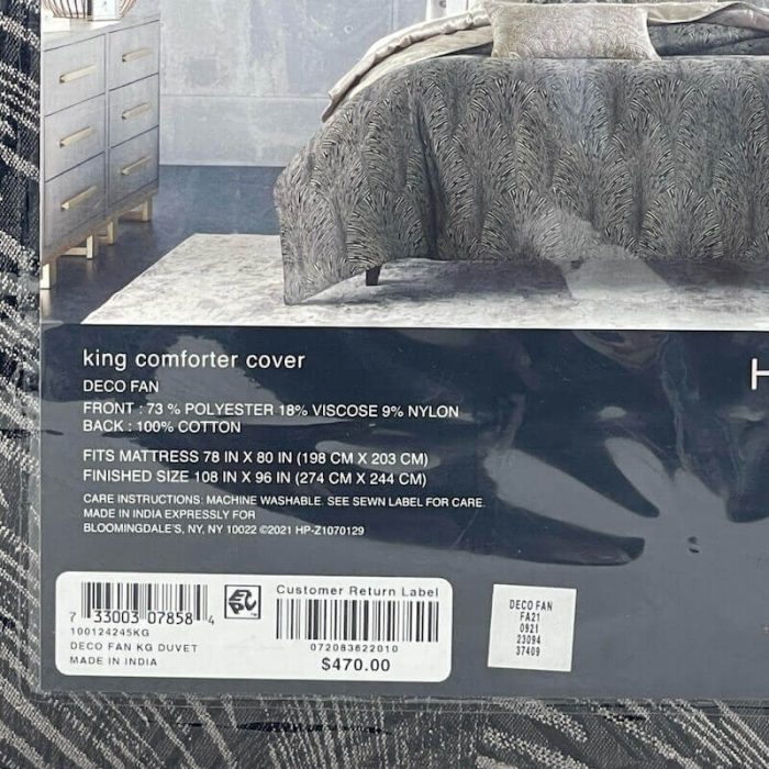 Hudson Park Deco Fan King Duvet Cover Black 3