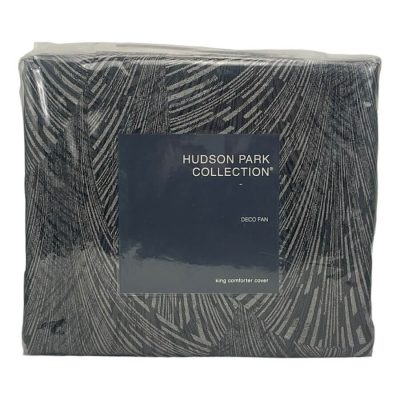 Hudson Park Deco Fan King Duvet Cover Black