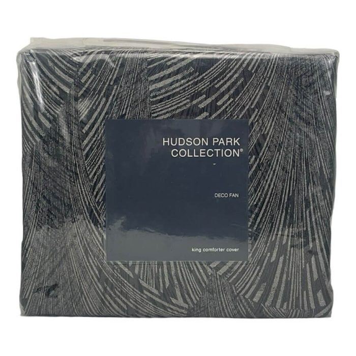 Hudson Park Deco Fan King Duvet Cover Black