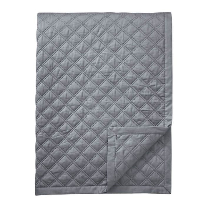 Hudson Park Double Diamond Quilted Coverlet Charcoal Grey