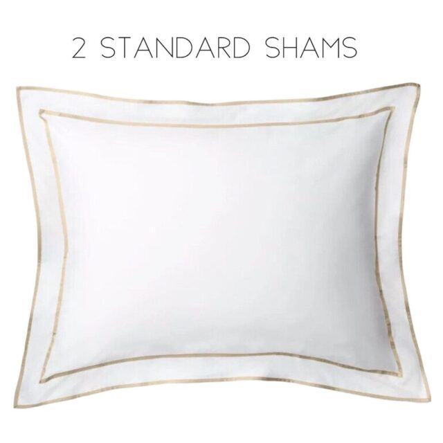 Ralph Lauren Spencer Border 2 STANDARD Shams Flax/White