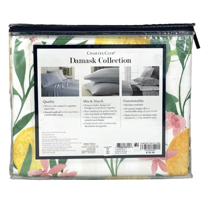 Charter Club Damask Designs Citrus Twin Duvet Set 2