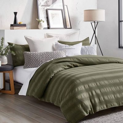DKNY Donna Karan Avenue Stripe Duvet Set Green 2