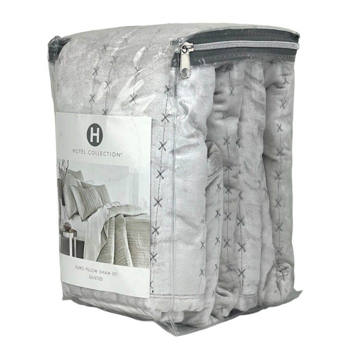 Hotel Collection Velvet 2 Euro Quilted Shams Palladium Grey 3
