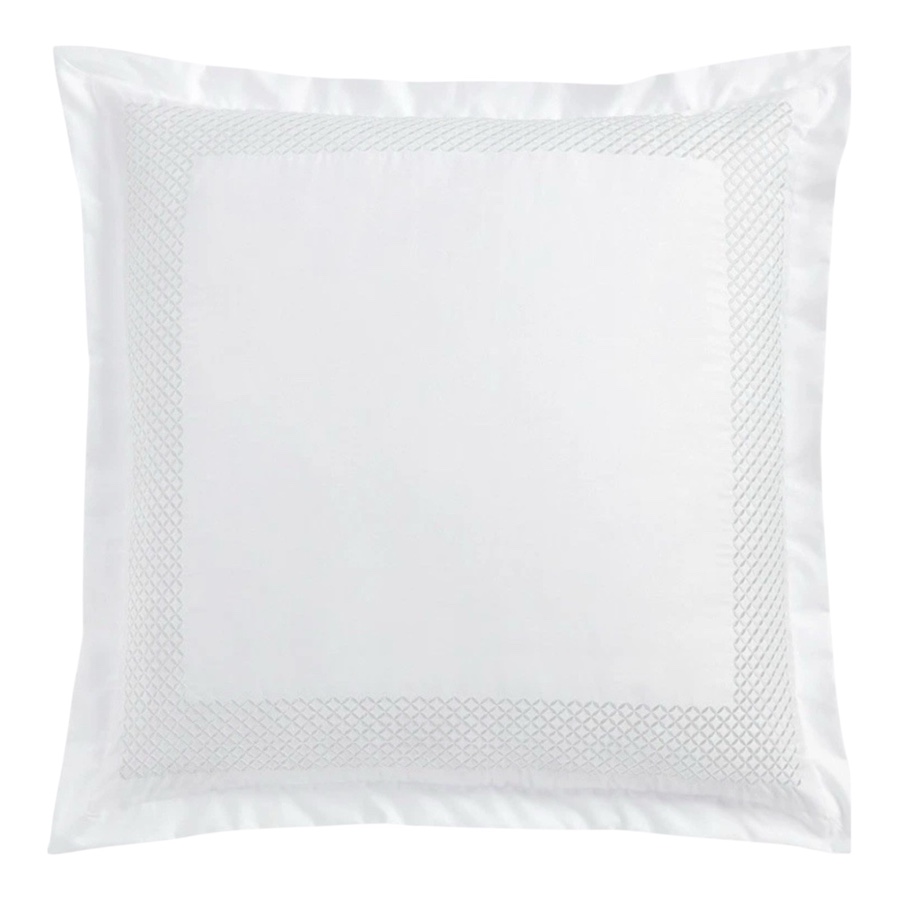 Hudson Park Embroidered Geo Euro Sham White