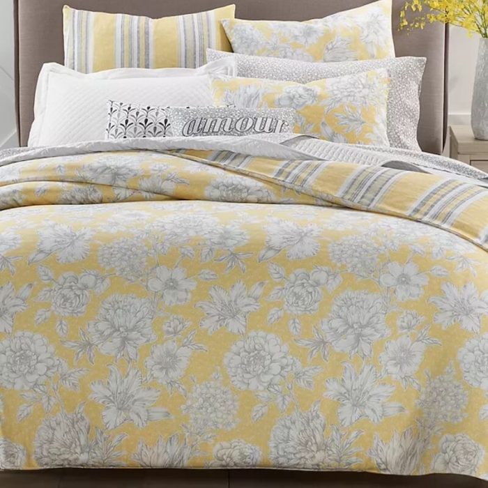 Charter Club Damask Designs Outline Botanical Duvet Set Yellow 2