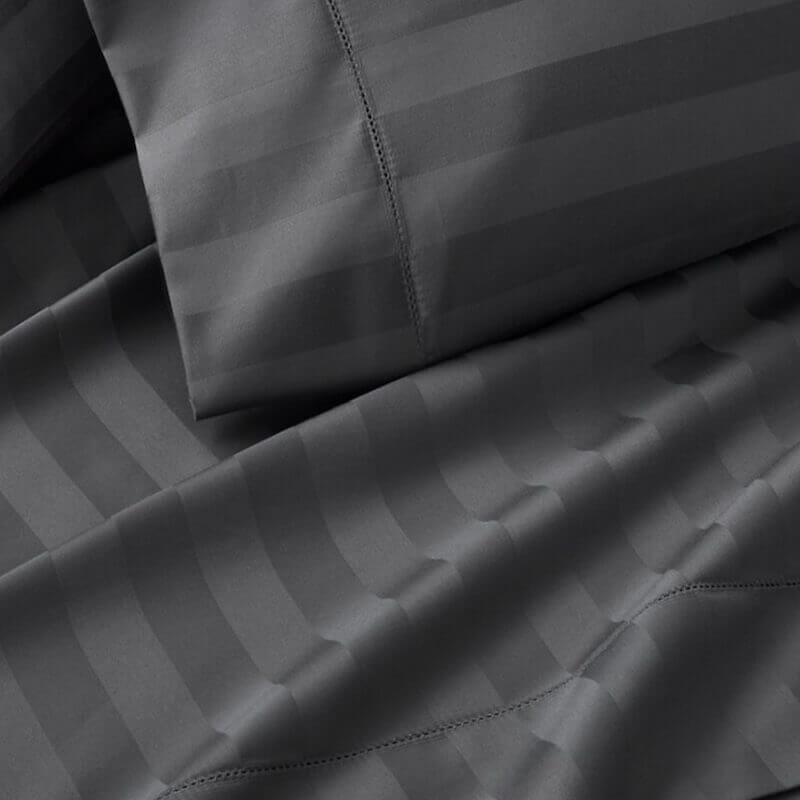 Charter Club Damask Stripe Twin Sheet Set Charcoal Grey