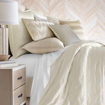 Hotel Collection Ikat Stripe Quilted Coverlet Ivory 2