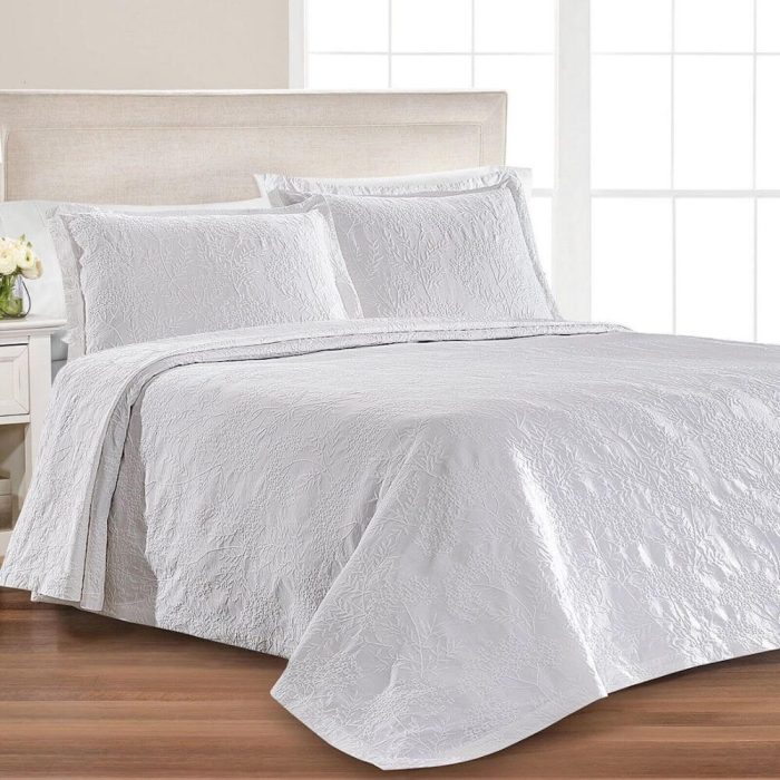 Martha Stewart Floral Matelasse Bedspread White