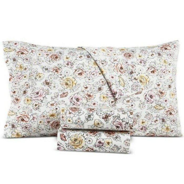 Charter Club Damask Designs Outlined Floral Sheet Set Poppy