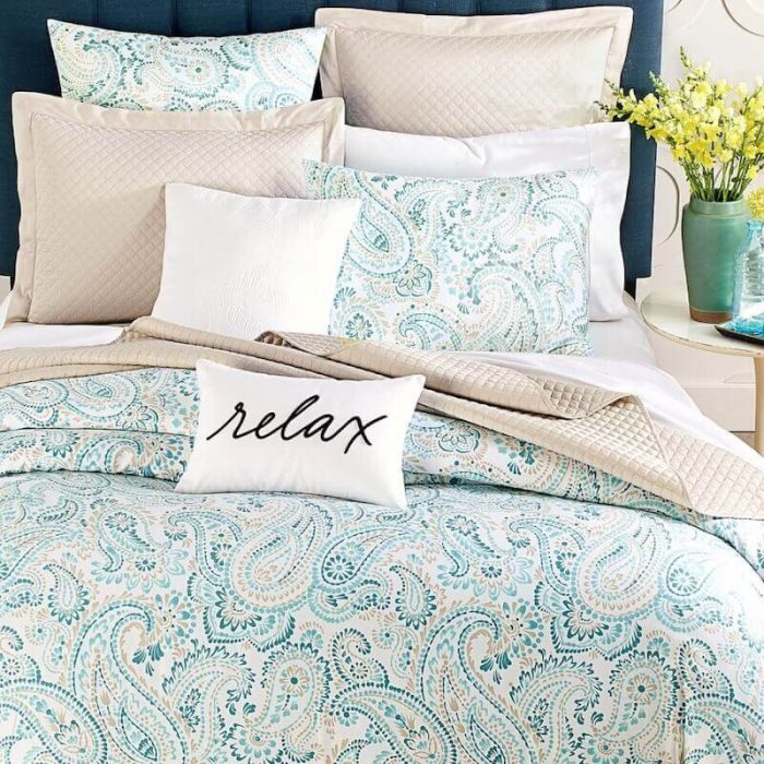 Charter Club Damask Designs Azure Paisley KING Duvet Set 2