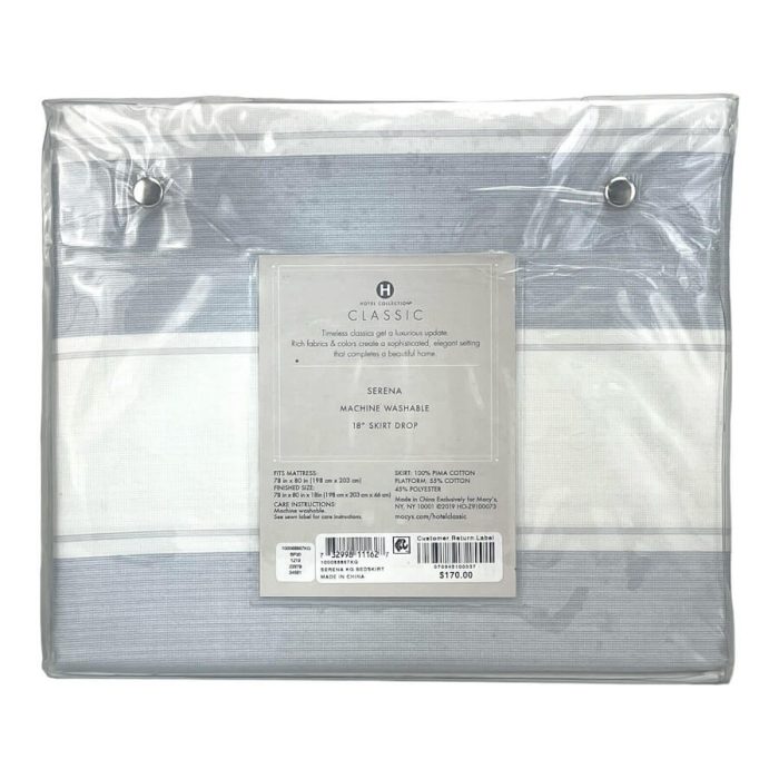 Hotel Collection Classic Serena King Bedskirt Blue 3