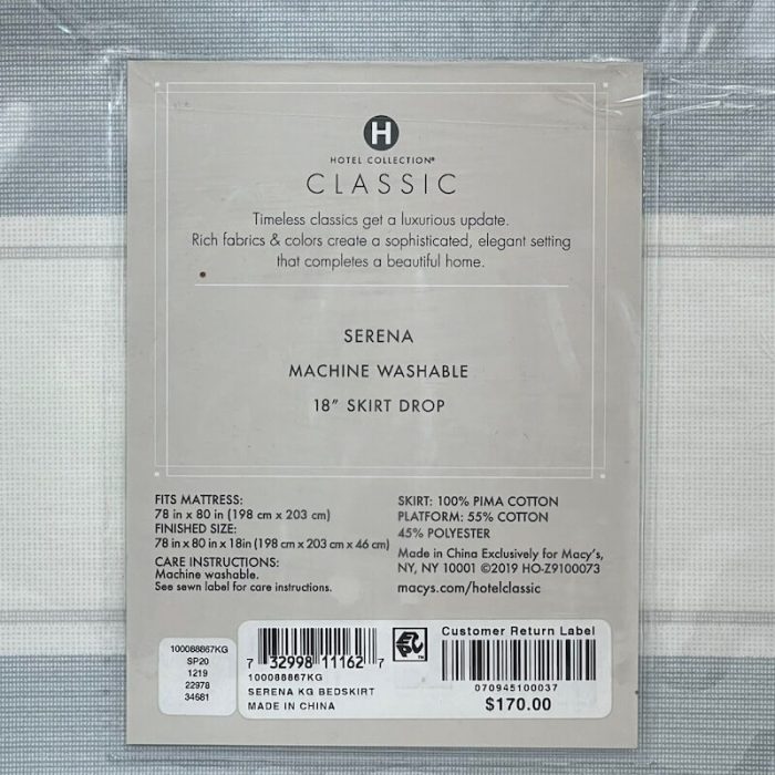Hotel Collection Classic Serena King Bedskirt Blue 4
