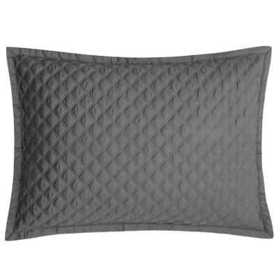 Hudson Park Double Diamond Quilted Standard Sham Charcoal Grey