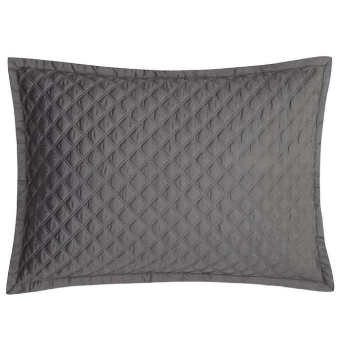 Hudson Park Double Diamond Quilted Standard Sham Charcoal Grey