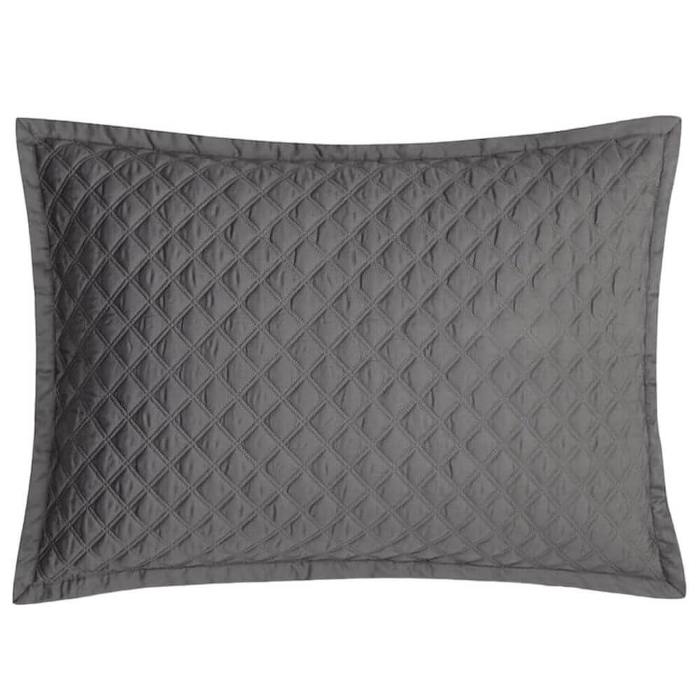 Hudson Park Double Diamond Quilted Standard Sham Charcoal Grey