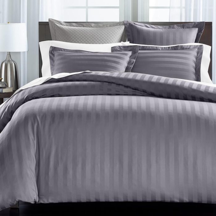 Charter Club Damask Stripe Duvet Set Granite