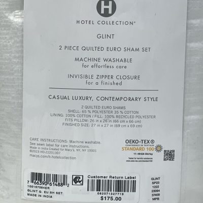 Hotel Collection Glint Quilted Euro Sham Set 3