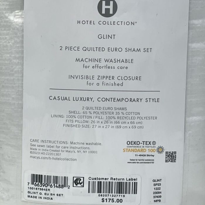 Hotel Collection Glint Quilted Euro Sham Set 3