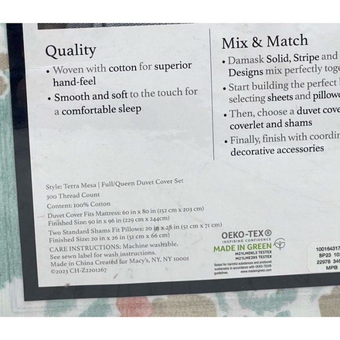 Charter Club Damask Designs Terra Mesa Full/Queen Duvet Set 5