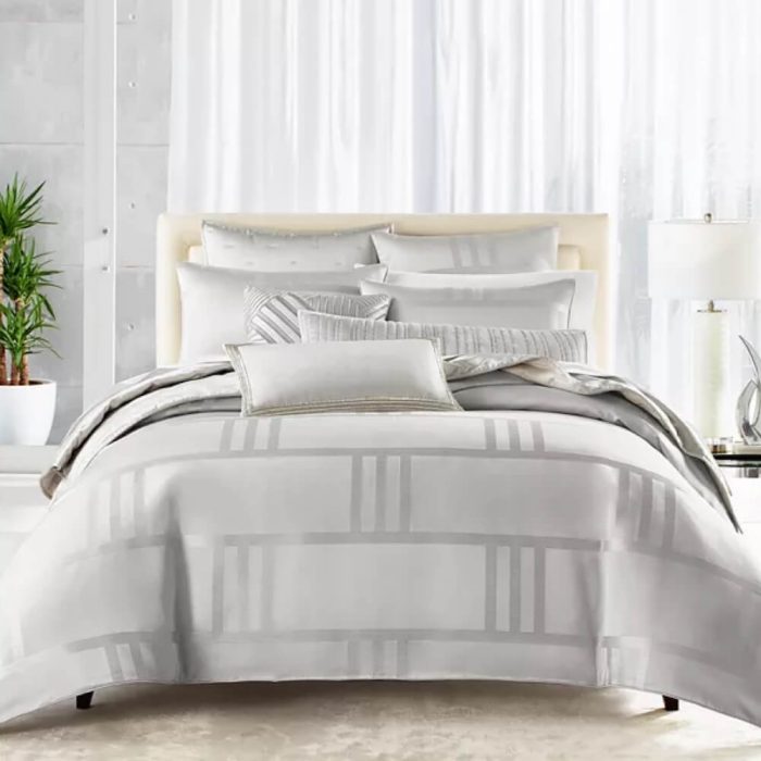 Hotel Collection Structure Duvet Set Silver 2