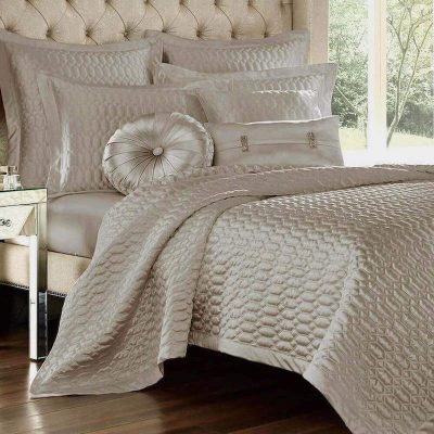 J Queen New York Satinique Coverlet Silver