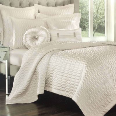 J Queen New York Satinique Quilted Coverlet Natural Ivory