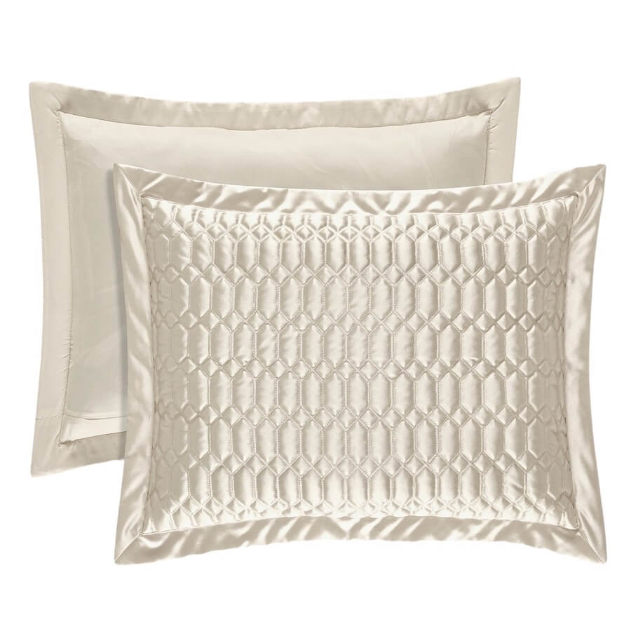 J Queen New York Satinique Quilted Sham Natural Ivory