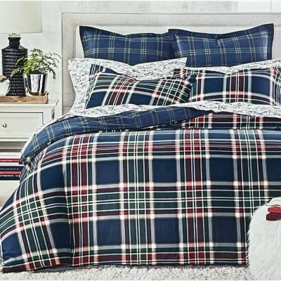 Martha Stewart Flannel Navy Plaid Duvet Cover