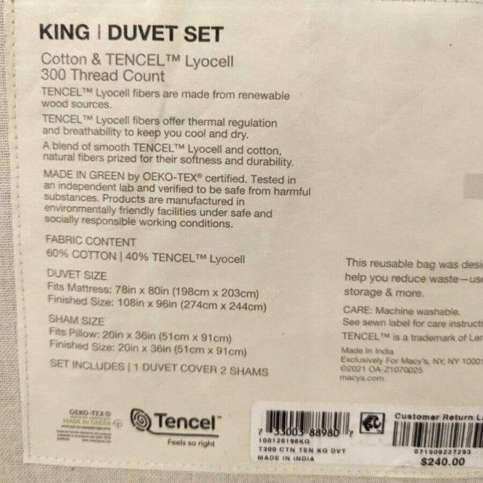Oake Cotton & Tencel 3 Piece King Duvet Set Navy Blue 4