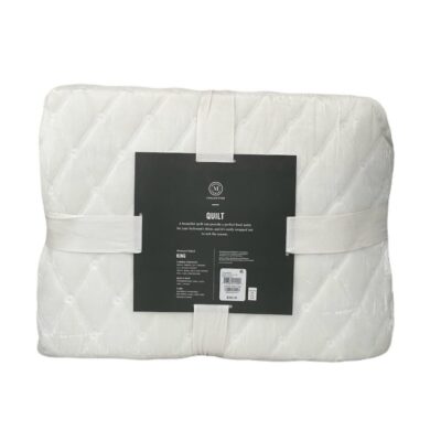 Martha Stewart Diamond Tufted Velvet King Quilt Ivory 4