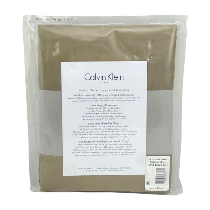 Calvin Klein Florence Stitch KING Pillowcases Reed 3