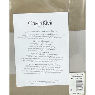Calvin Klein Florence Stitch KING Pillowcases Reed 4