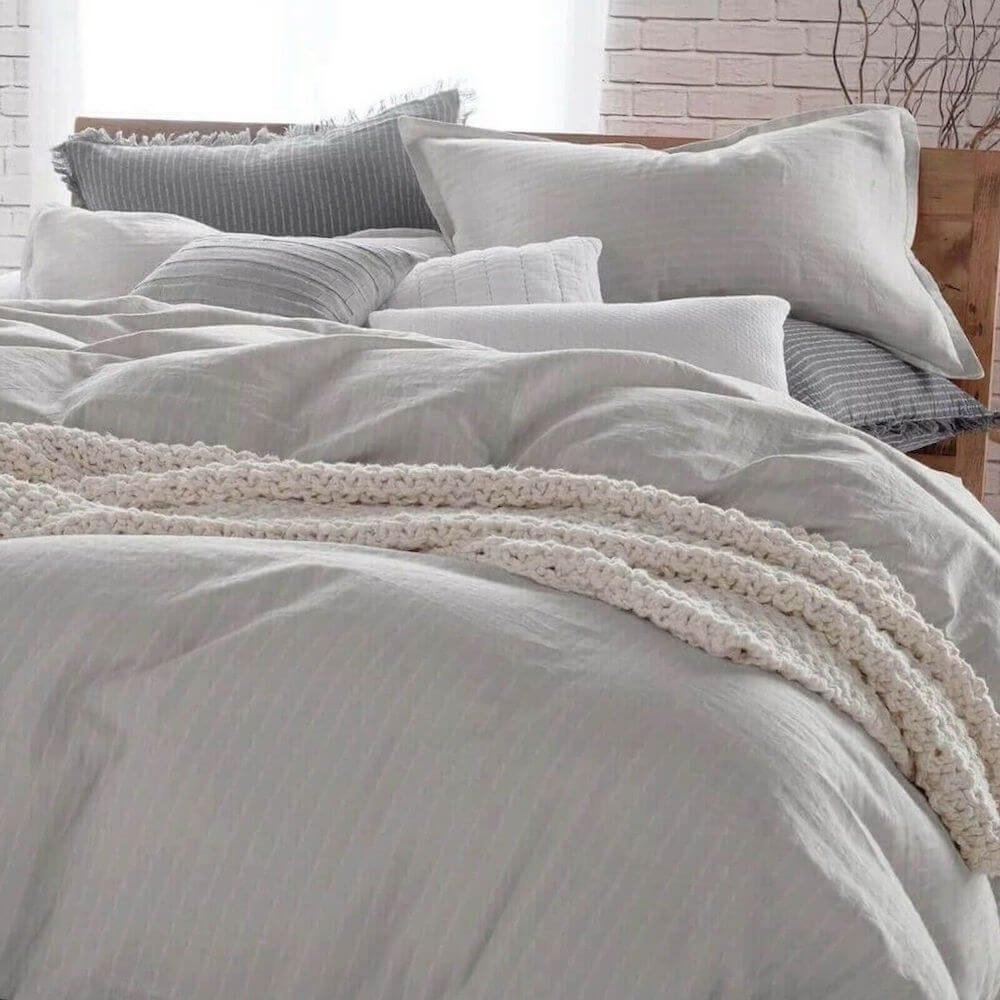 DKNY Pure Comfy Stripe STANDARD Sham Platinum 2 DKNY Pure Comfy Stripe STANDARD Sham Platinum 2