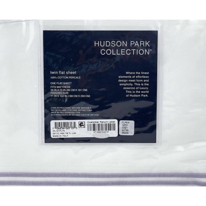 Hudson Park Italian Linens Twin Flat Sheet Lavender on White 4
